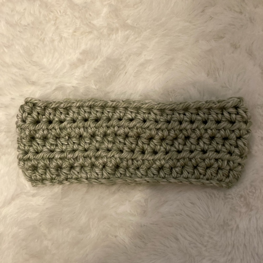 Cozy Pistachio Green crochet Headband Earwarmer